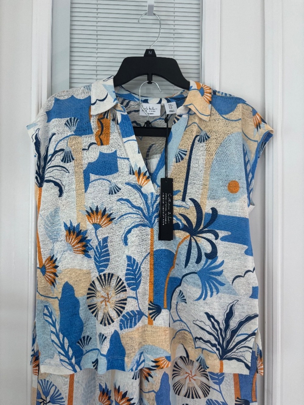 Nicole Miller Tropical Print 3 pce Linen Pants Set - Picture 6 of 11